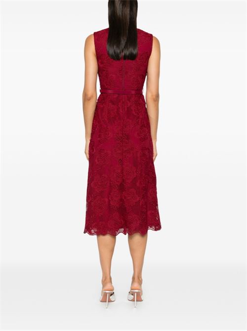 Abito midi con cristalli SELF PORTRAIT | AW24009MABUBURGUNDY